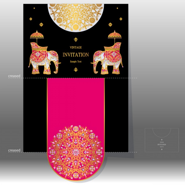 Vintage wedding invitation cards with oriental motifs ((eps (24 files)