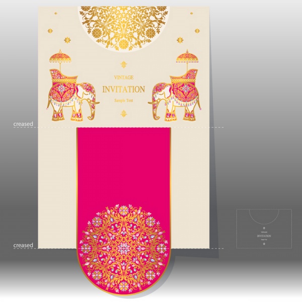 Vintage wedding invitation cards with oriental motifs ((eps - 2 (26 files)