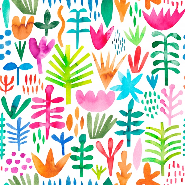 Watercolor abstract flower patterns ((eps ((png (20 files)