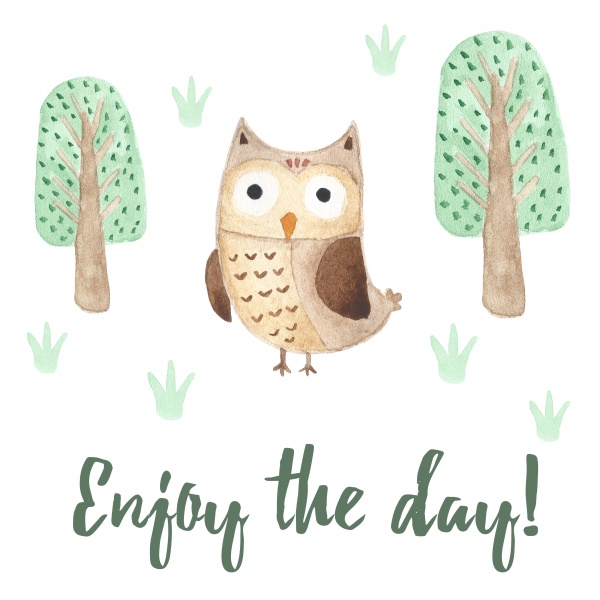 Watercolor Owls patterns and cards ((eps ((png - 2 (8 files)