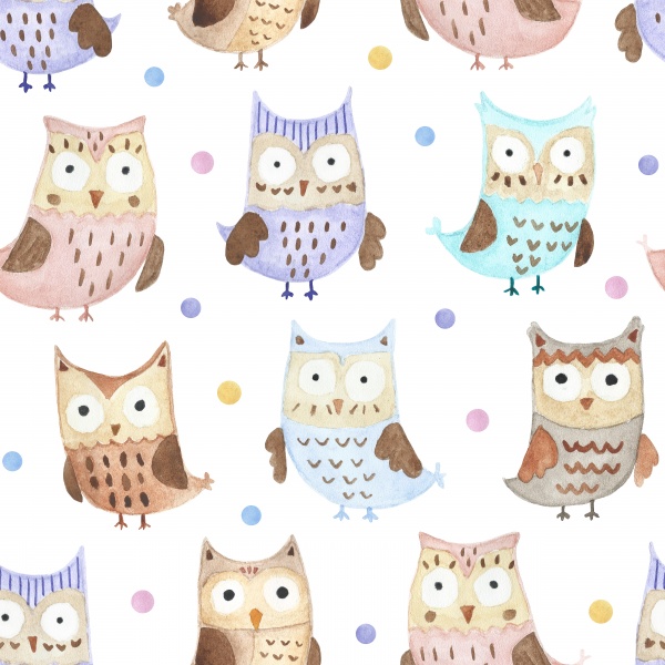 Watercolor Owls patterns and cards ((eps ((png - 3 (16 files)
