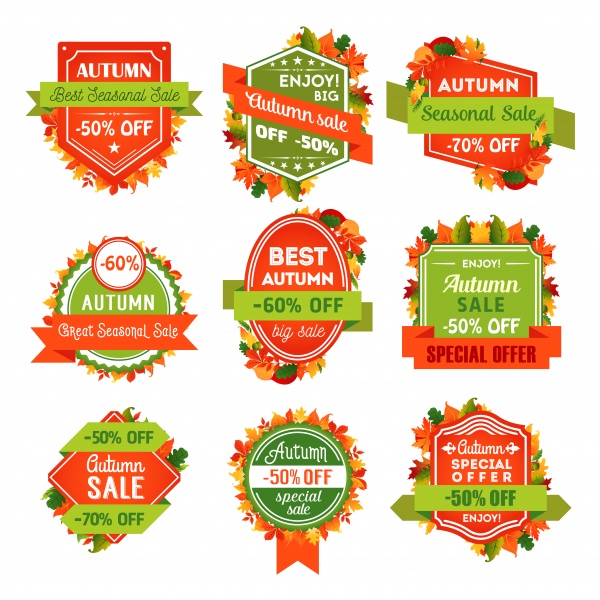 Autumn sale vector background, banner template for discount promotion design ((eps (20 files)