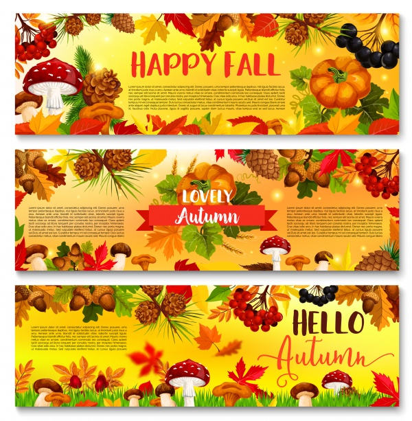 Autumn sale vector banner set of fall season discount price offer ((eps (34 files)