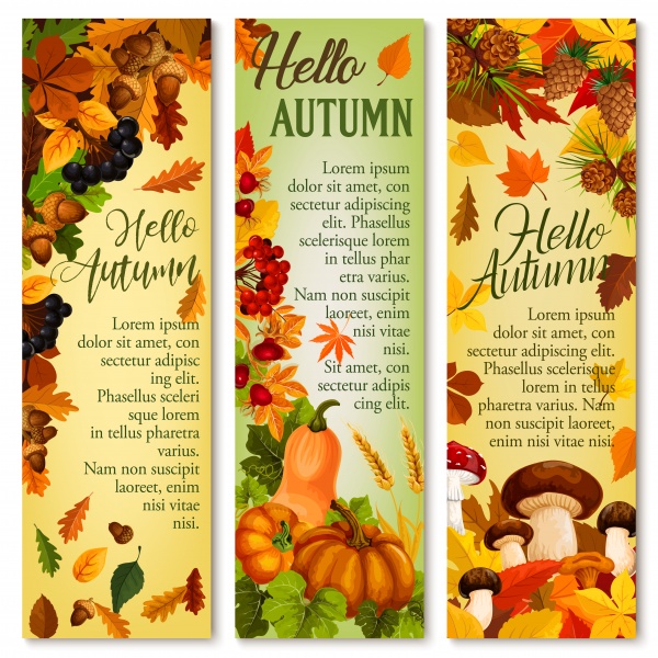 Autumn sale vector banner set of fall season discount price offer ((eps (34 files)