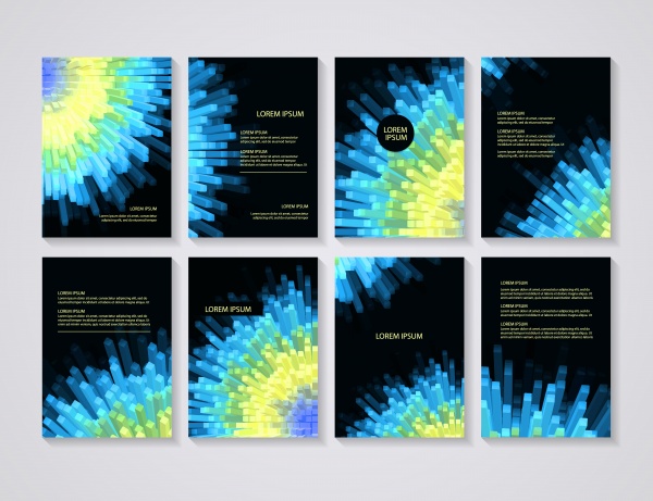 Brochure flyer layouts with vector abstract colorful background ((eps (18 files)