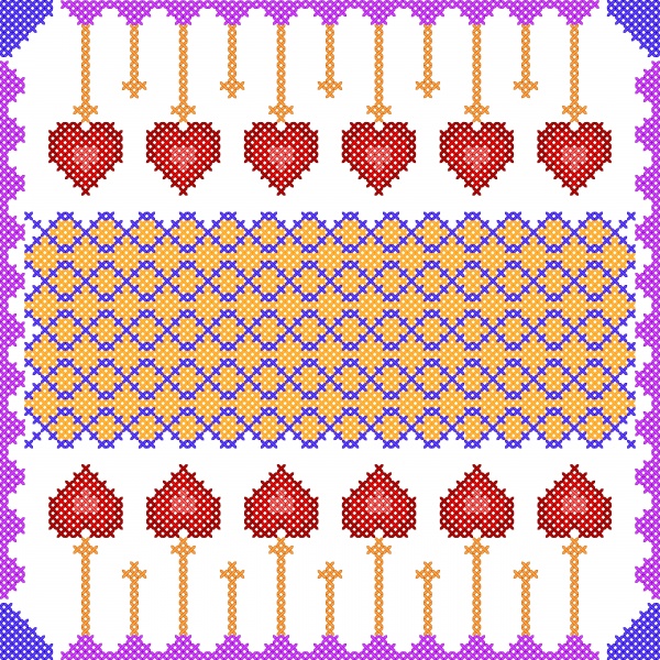 Cross vector stitch embroidery, floral design for seamless pattern texture ((eps (16 files)