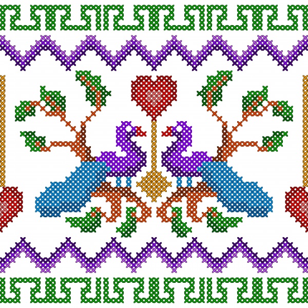 Cross vector stitch embroidery, floral design for seamless pattern texture ((eps (16 files)