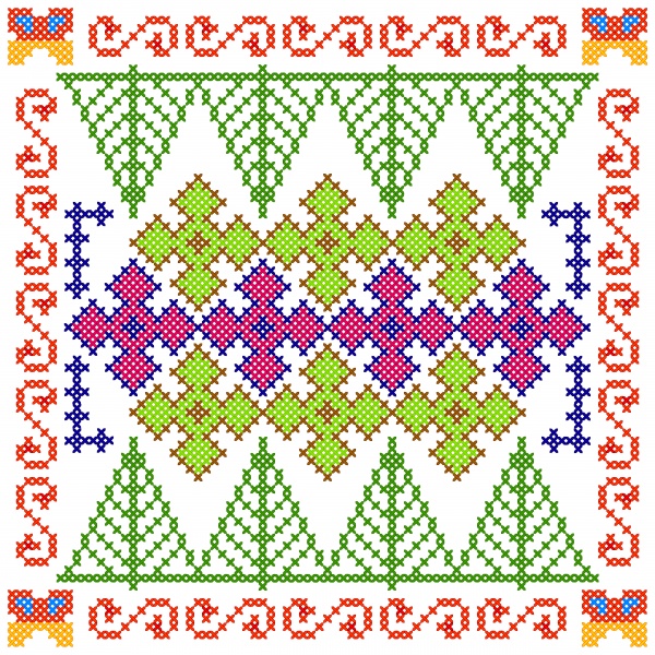 Cross vector stitch embroidery, floral design for seamless pattern texture ((eps - 3 (18 files)