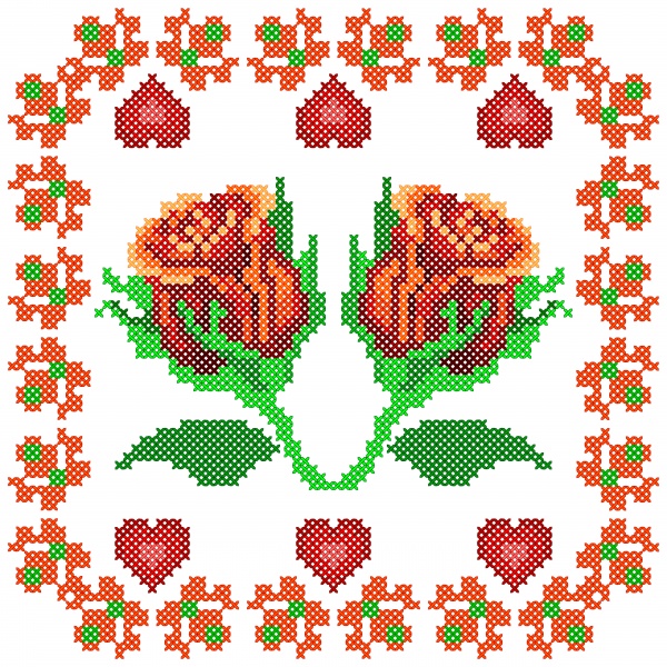 Cross vector stitch embroidery, floral design for seamless pattern texture ((eps - 3 (18 files)