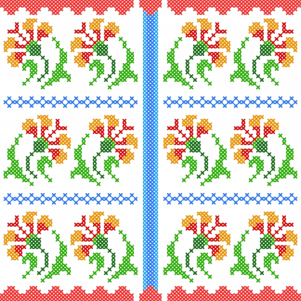 Cross vector stitch embroidery, floral design for seamless pattern texture ((eps- 2 (16 files)