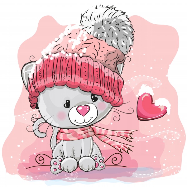 Cute Cartoon Animals in a knitted cap ((eps (22 files)