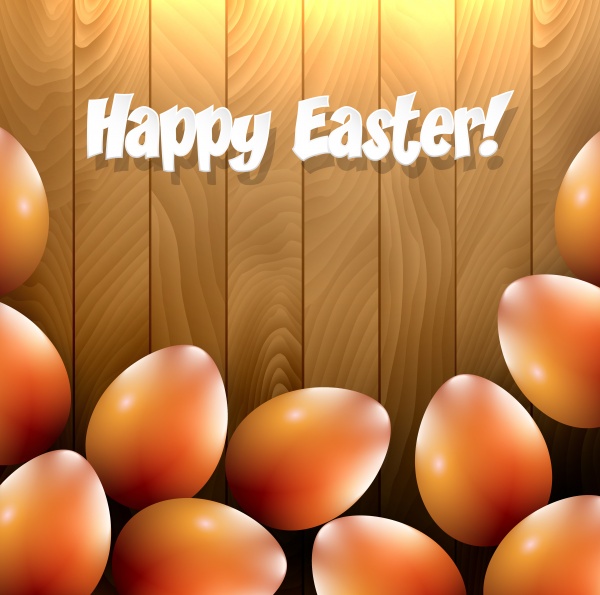 Different Easter eggs on a wooden background ((eps - 2 (22 files)