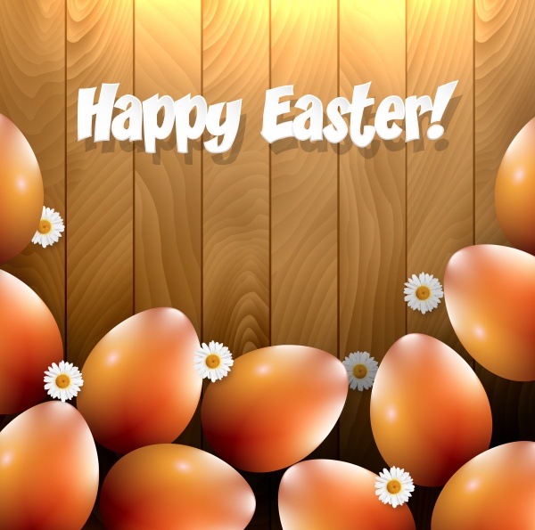 Different Easter eggs on a wooden background ((eps - 2 (22 files)