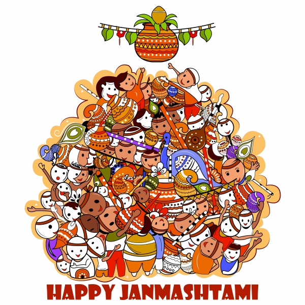 Indian ethnic background is Janmashtami image banner ((eps (26 files)