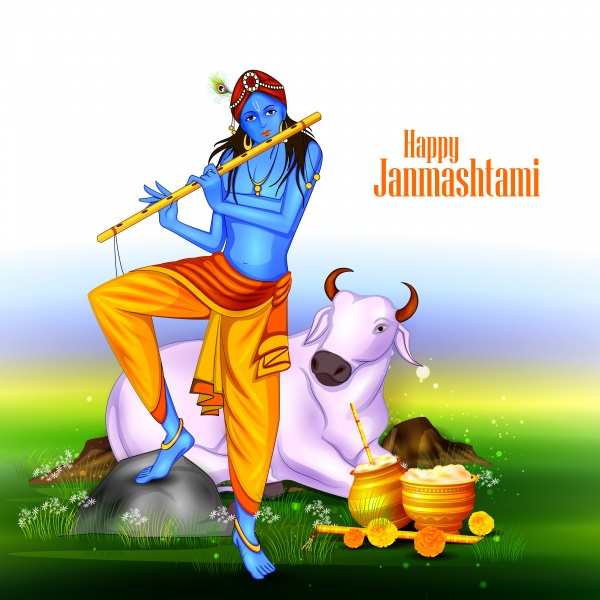 Indian ethnic background is Janmashtami image banner ((eps (26 files)