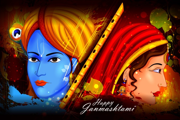 Indian ethnic background is Janmashtami image banner ((eps - 2 (24 files)
