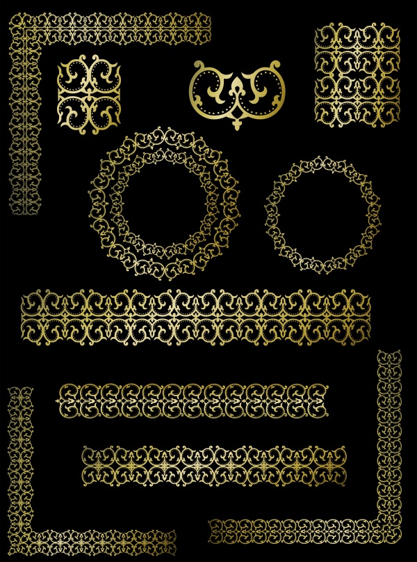 Luxury vector backgrounds and banners with gold decor ((eps - 2 (14 files)