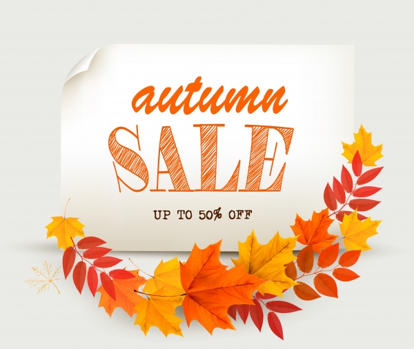 Nature autumn vector background with colorful leaves ((eps (14 files)