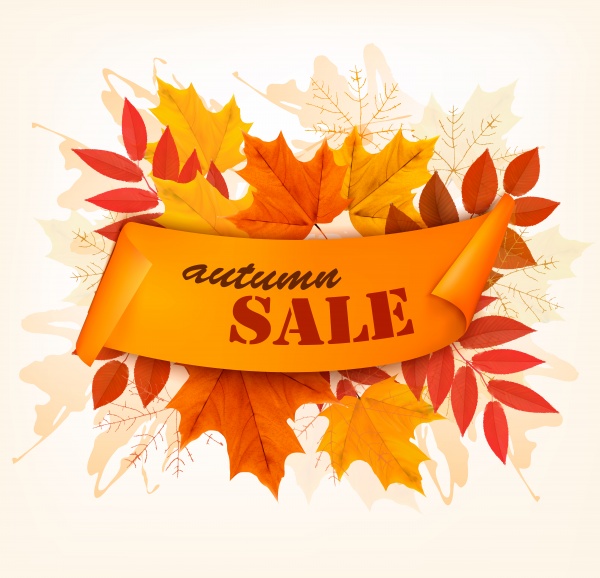 Nature autumn vector background with colorful leaves ((eps - 2 (10 files)