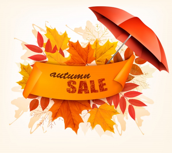 Nature autumn vector background with colorful leaves ((eps - 2 (10 files)