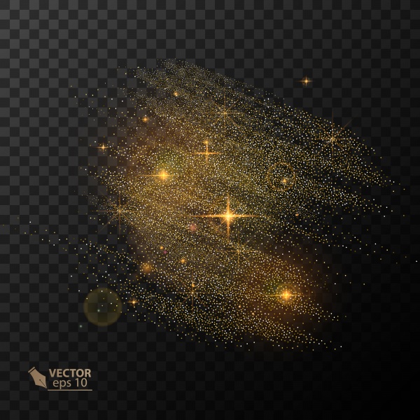 Transparent vector glow light effect, starburst with sparkles, gold glitter ((eps (20 files)