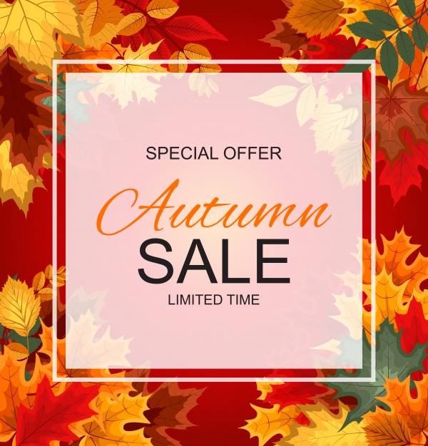 Vector illustration autumn sale background with falling autumn leaves ((eps (22 files)