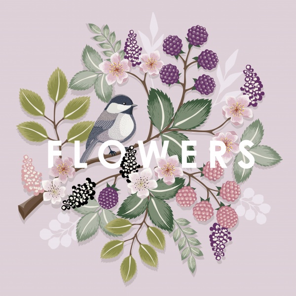 Vector illustration with flowers and birds ((eps - 2 (24 files)