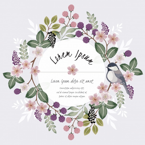 Vector illustration with flowers and birds ((eps - 2 (24 files)