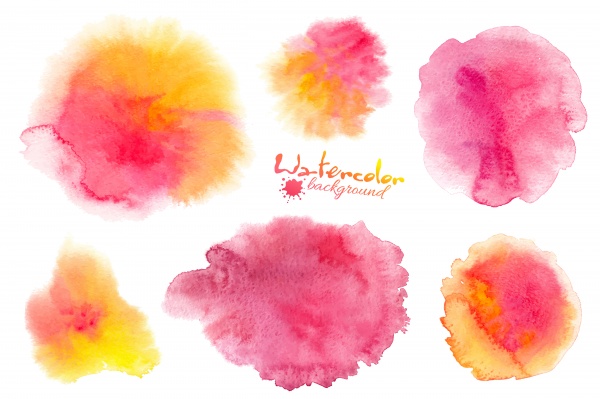 Bright rainbow colors watercolor painted stains ((eps (26 files)
