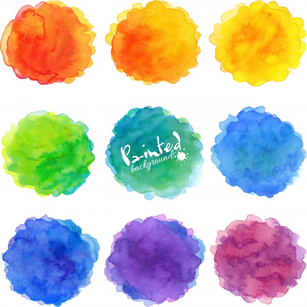 Bright rainbow colors watercolor painted stains ((eps - 2 (24 files)