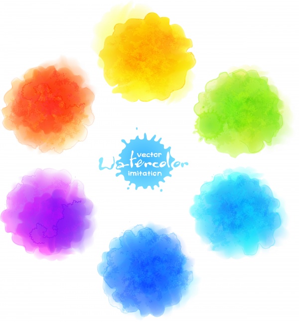 Bright rainbow colors watercolor painted stains ((eps - 2 (24 files)