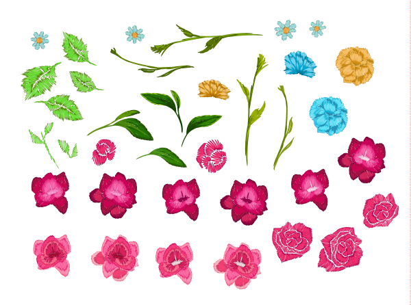 Embroidery flowers and birds ((eps ((png (26 files)