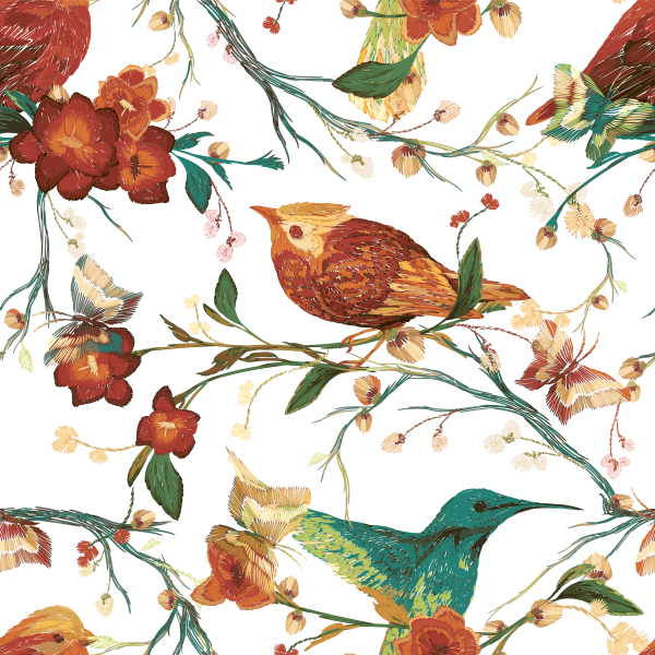 Embroidery flowers and birds ((eps ((png - 2 (22 files)