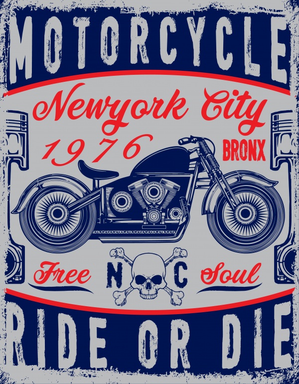 Motorcycle label t-shirt design with illustration of custom chopper ((eps - 2 (21 files)