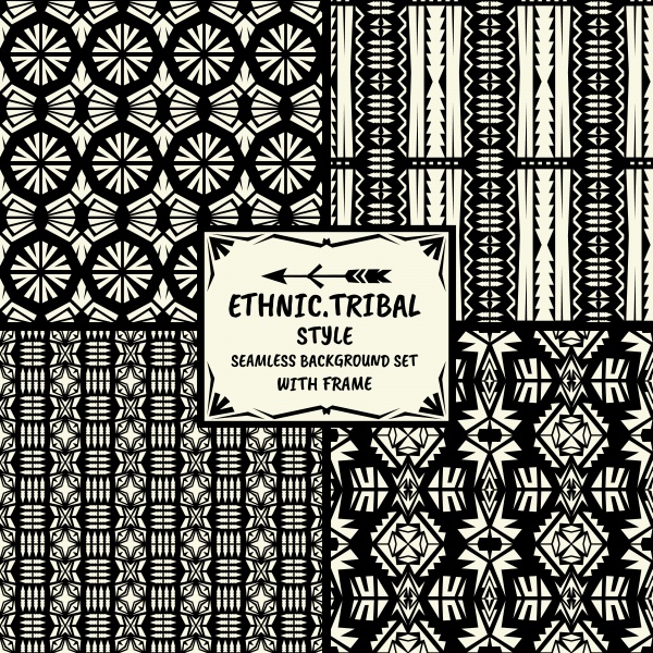 Seamless abstract pattern tribal ethnic style with frame ((eps - 2 (26 files)
