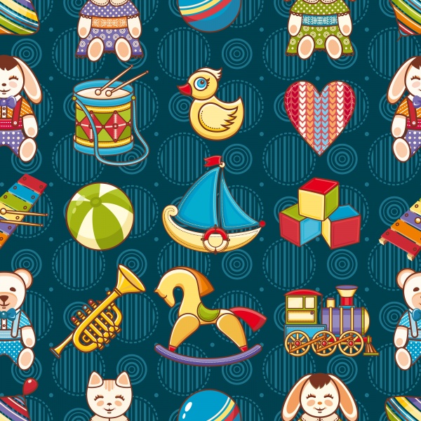 Seamless vector pattern baby toy ((eps (24 files)