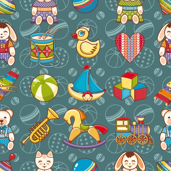 Seamless vector pattern baby toy ((eps (24 files)