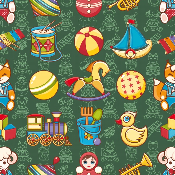 Seamless vector pattern baby toy ((eps - 2 (26 files)