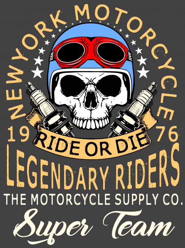 Skull T shirt motorcycle vector graphic design ((eps (27 files)