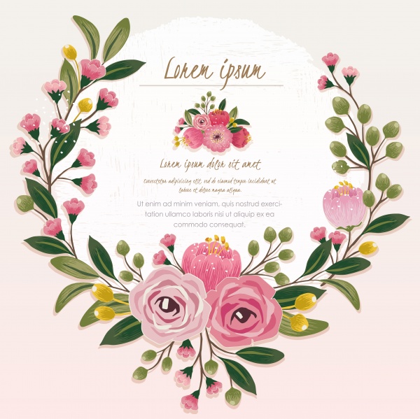 Template greeting card with place for text and painted flowers vector ((eps (20 files)
