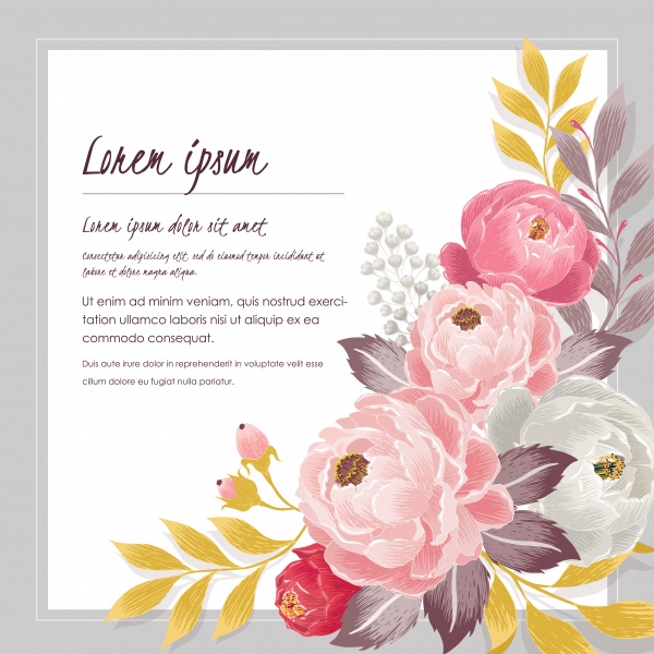 Template greeting card with place for text and painted flowers vector ((eps - 2 (16 files)