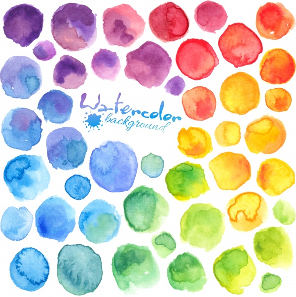 Decorative watercolor multi-colored spots of color ((eps ((ai (10 files)