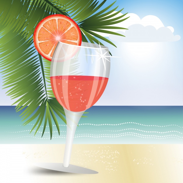 Summer holidays vector background, tropical beach, sea, fresh cocktails, sand 4 - 2 (12 files)