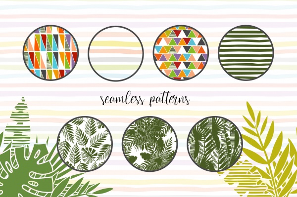 Tropical dreams.Clipart and patterns ((eps ((ai - 2 (142 files)