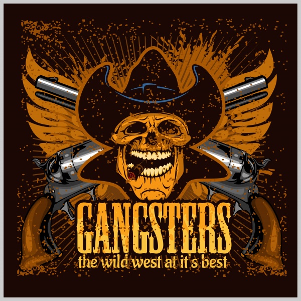 Figure clothes printing on T-shirt thug gangster criminal skull ((eps (24 files)