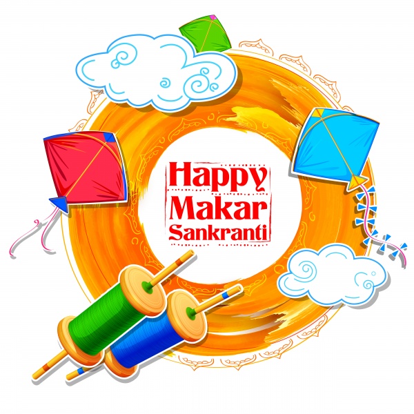 Makar Sankranti wallpaper with colorful kite for festival ((eps - 2 (40 files)