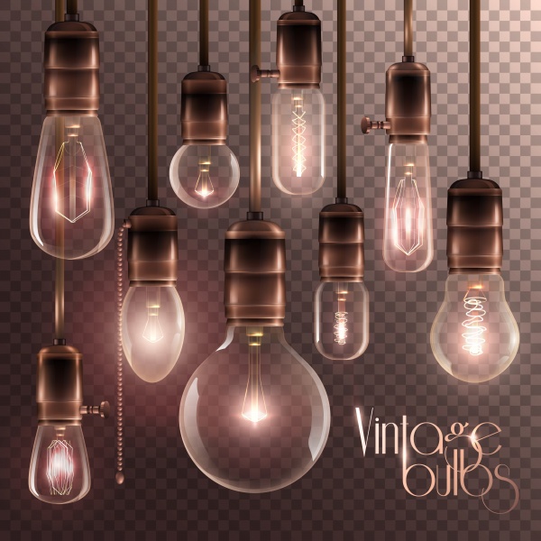 Vector realistic glowing light bulb ((eps - 2 (16 files)