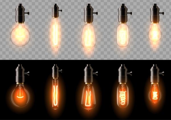 Vector realistic glowing light bulb ((eps - 2 (16 files)