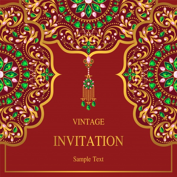 Vector wedding invitations with elegant gold ornaments ((eps (16 files)