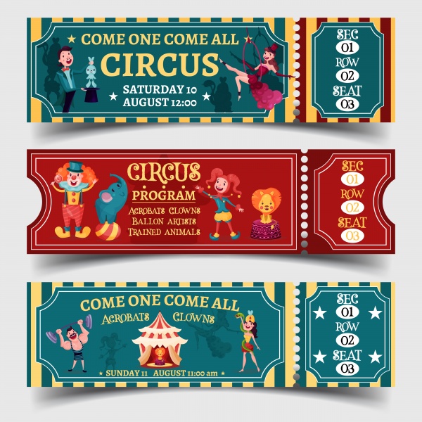 Vintage circus advertising vector poster or flyer with big circus marquee ((eps (10 files)